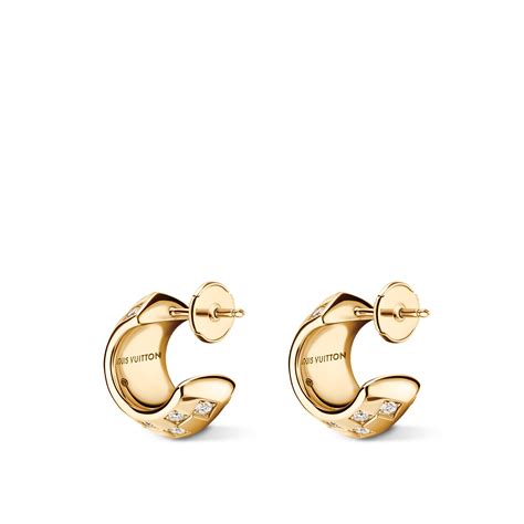 Le Damier de Louis Vuitton Earrings, Yellow Gold and Diamonds